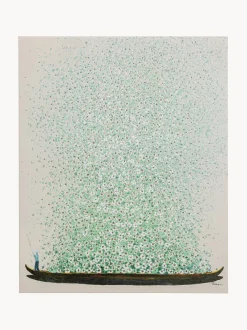 Stampa Su Tela Dipinta A Mano Flower Boat