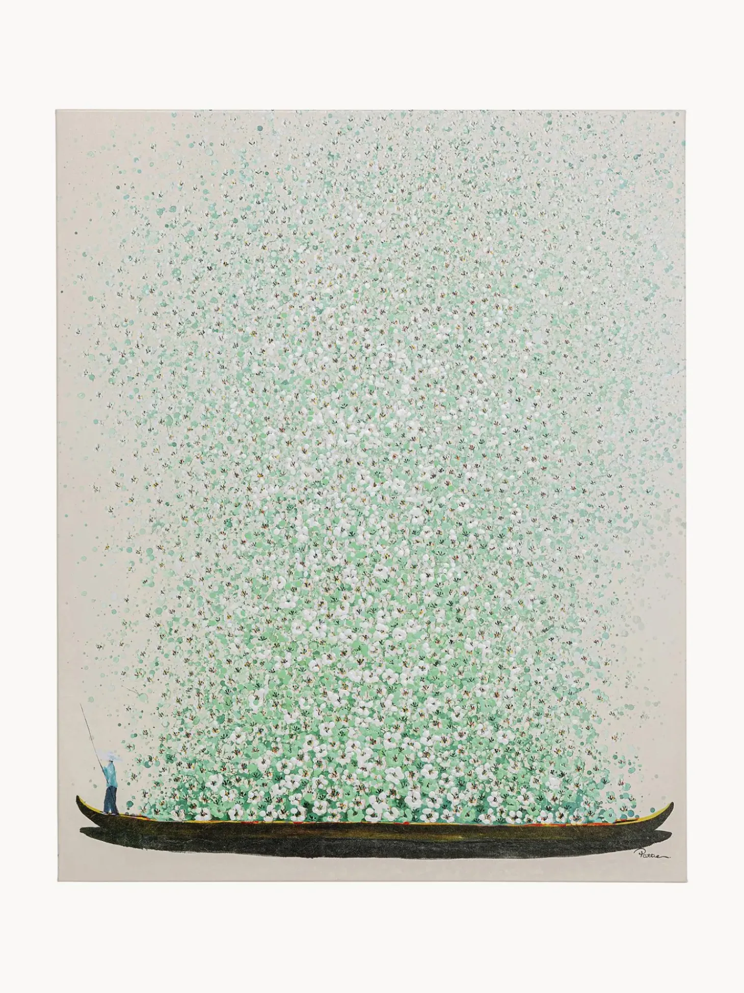 Stampa Su Tela Dipinta A Mano Flower Boat