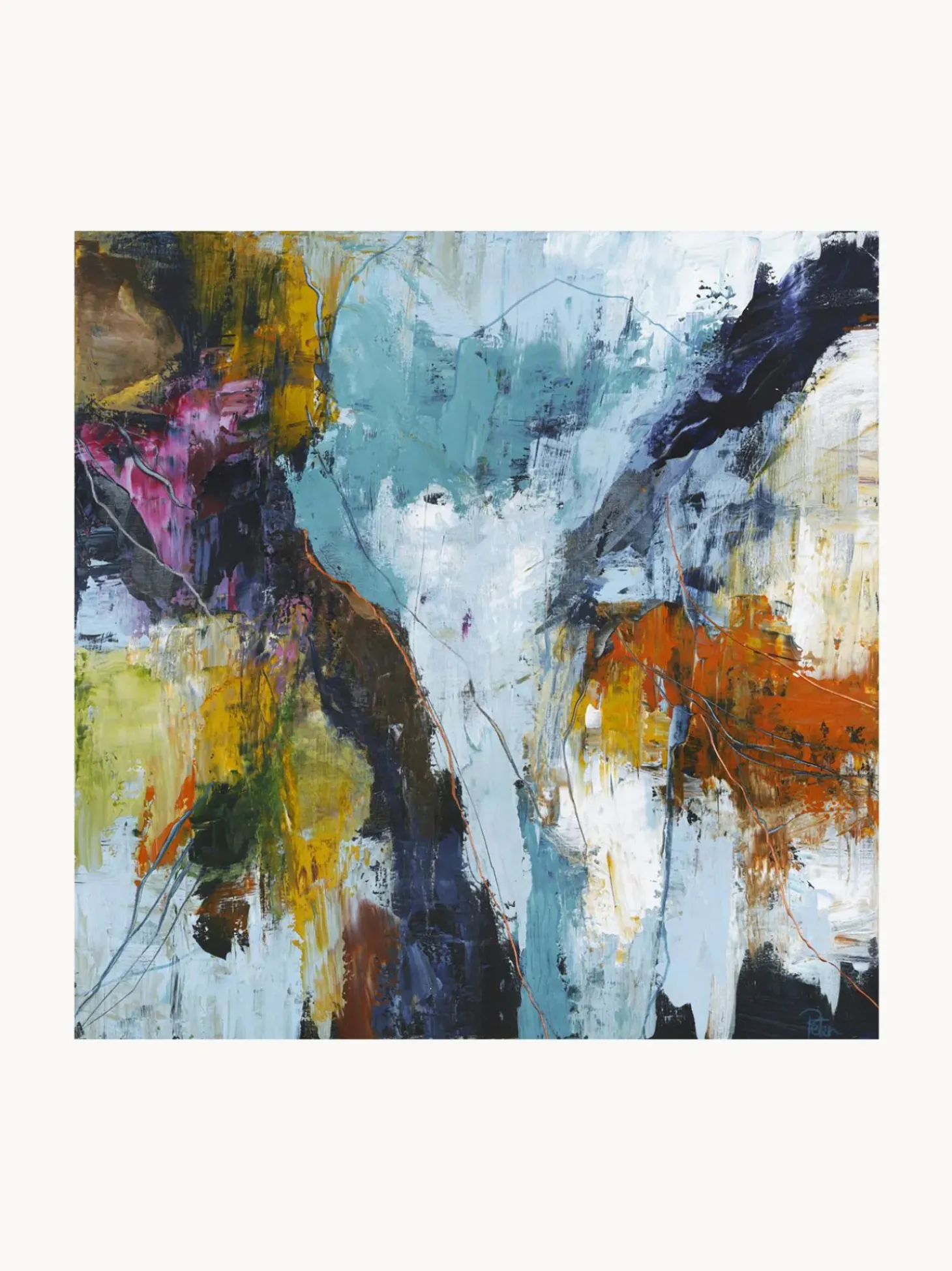 Stampa Su Tela Dipinta A Mano Freja Authentic 1