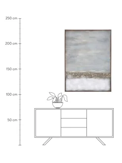 Stampa Su Tela Dipinta A Mano Con Cornice In Legno Abstract Horizon