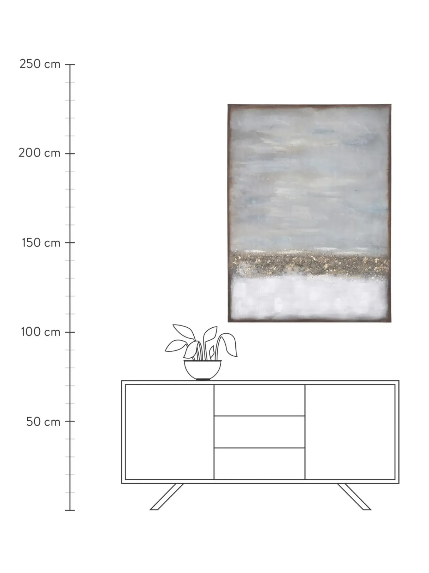 Stampa Su Tela Dipinta A Mano Con Cornice In Legno Abstract Horizon