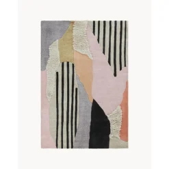 Tappeto In Lana A Pelo Lungo Con Motivo Astratto Bobo*Jotex New