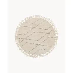 Tappeto Rotondo In Cotone Taftato A Mano Con Motivo Rombi Bina*Westwing Collection Sale