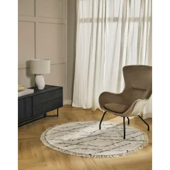 Tappeto Rotondo In Cotone Taftato A Mano Con Motivo Rombi Bina*Westwing Collection Sale