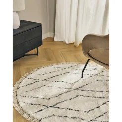 Tappeto Rotondo In Cotone Taftato A Mano Con Motivo Rombi Bina*Westwing Collection Sale