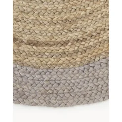 Tappeto Rotondo In Juta Fatto A Mano Con Bordo Grigio Shanta*Westwing Collection New