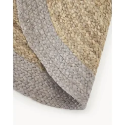 Tappeto Rotondo In Juta Fatto A Mano Con Bordo Grigio Shanta*Westwing Collection New