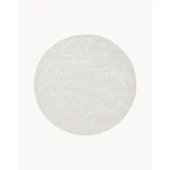 Tappeto Rotondo In Viscosa Con Motivo Rombi Shiny*Westwing Collection New