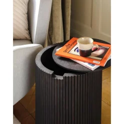 Tavolino Contenitore Rotondo In Legno Nele*Westwing Collection New