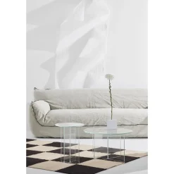 Tavolino Rotondo Con Piano In Vetro Iris*Pastill Discount