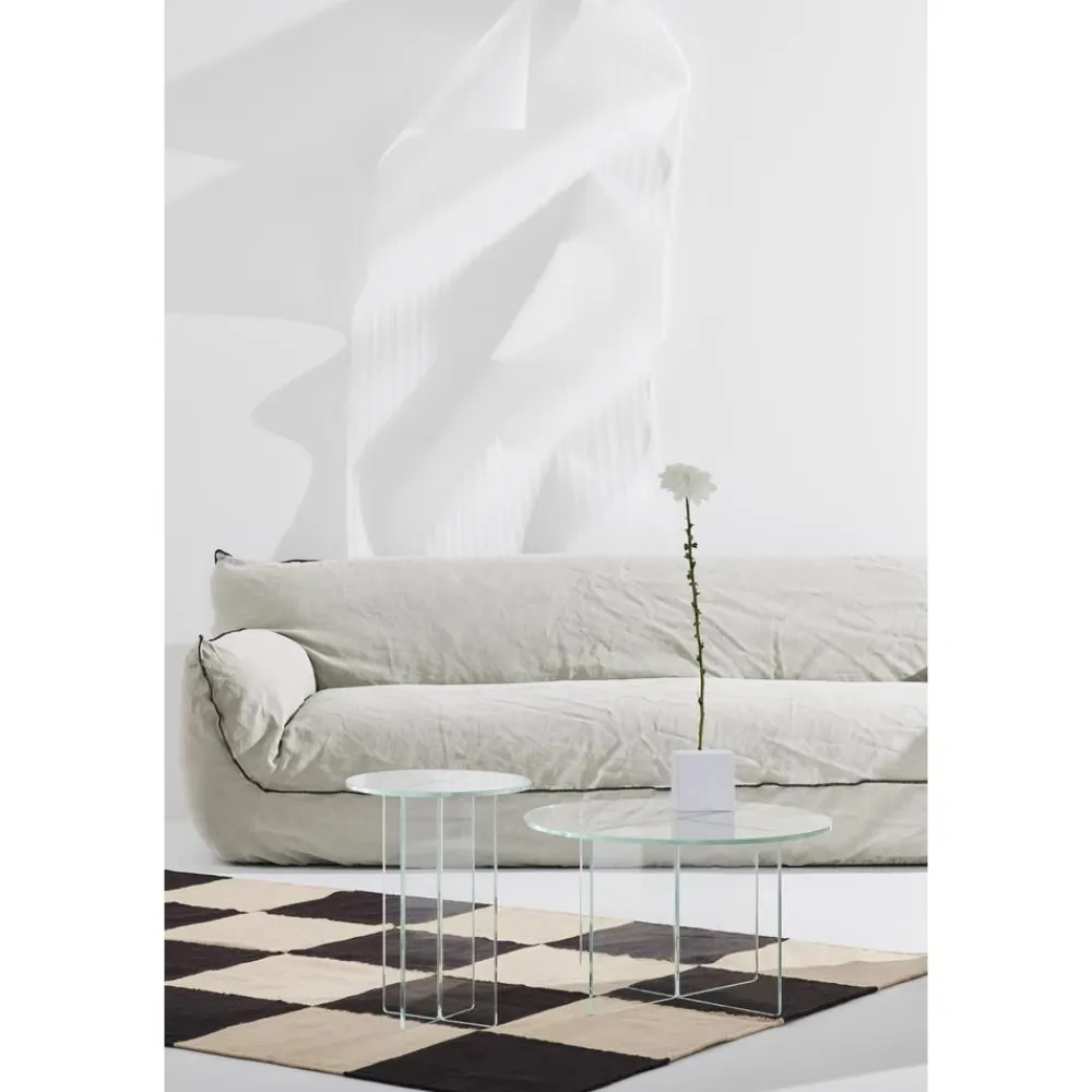 Tavolino Rotondo Con Piano In Vetro Iris*Pastill Discount