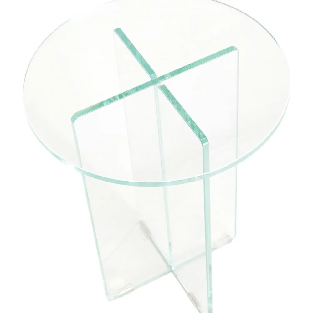 Tavolino Rotondo Con Piano In Vetro Iris*Pastill Discount
