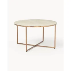 Tavolino Rotondo Con Piano In Vetro Effetto Marmo Antigua*ICONS by Westwing Collection New