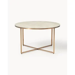 Tavolino Rotondo Con Piano In Vetro Effetto Marmo Antigua*ICONS by Westwing Collection New