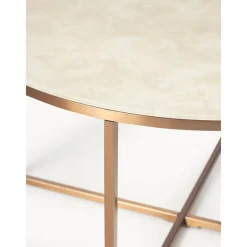 Tavolino Rotondo Con Piano In Vetro Effetto Marmo Antigua*ICONS by Westwing Collection New