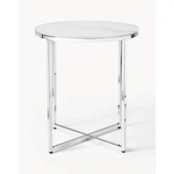 Tavolino Rotondo Con Piano In Vetro Effetto Marmo Antigua*Westwing Collection Fashion