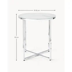 Tavolino Rotondo Con Piano In Vetro Effetto Marmo Antigua*Westwing Collection Fashion