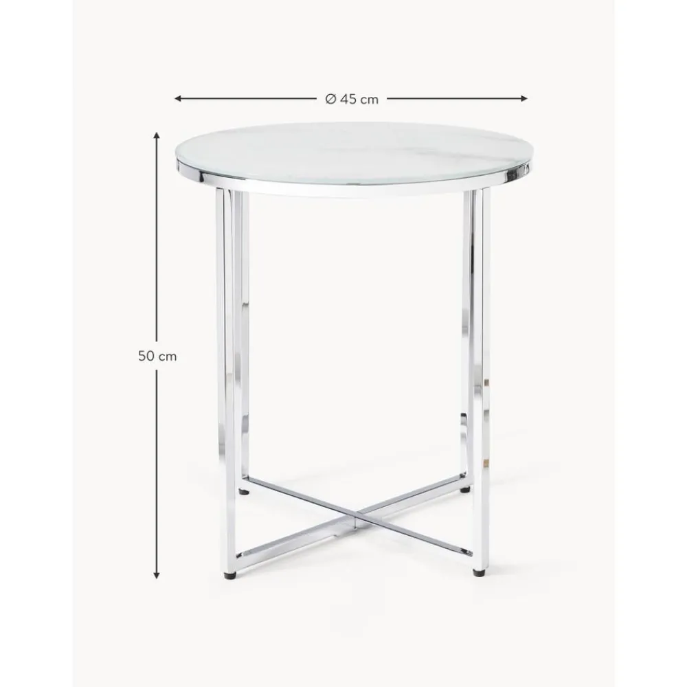 Tavolino Rotondo Con Piano In Vetro Effetto Marmo Antigua*Westwing Collection Fashion