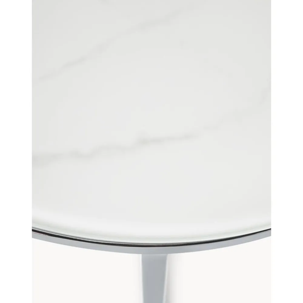 Tavolino Rotondo Con Piano In Vetro Effetto Marmo Antigua*Westwing Collection Fashion