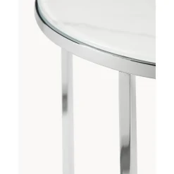 Tavolino Rotondo Con Piano In Vetro Effetto Marmo Antigua*Westwing Collection Fashion