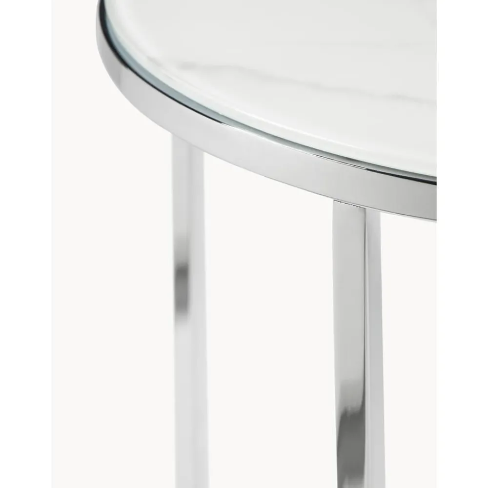 Tavolino Rotondo Con Piano In Vetro Effetto Marmo Antigua*Westwing Collection Fashion
