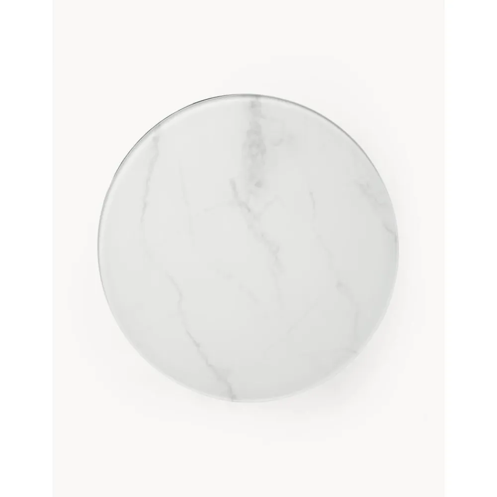 Tavolino Rotondo Con Piano In Vetro Effetto Marmo Antigua*Westwing Collection Fashion