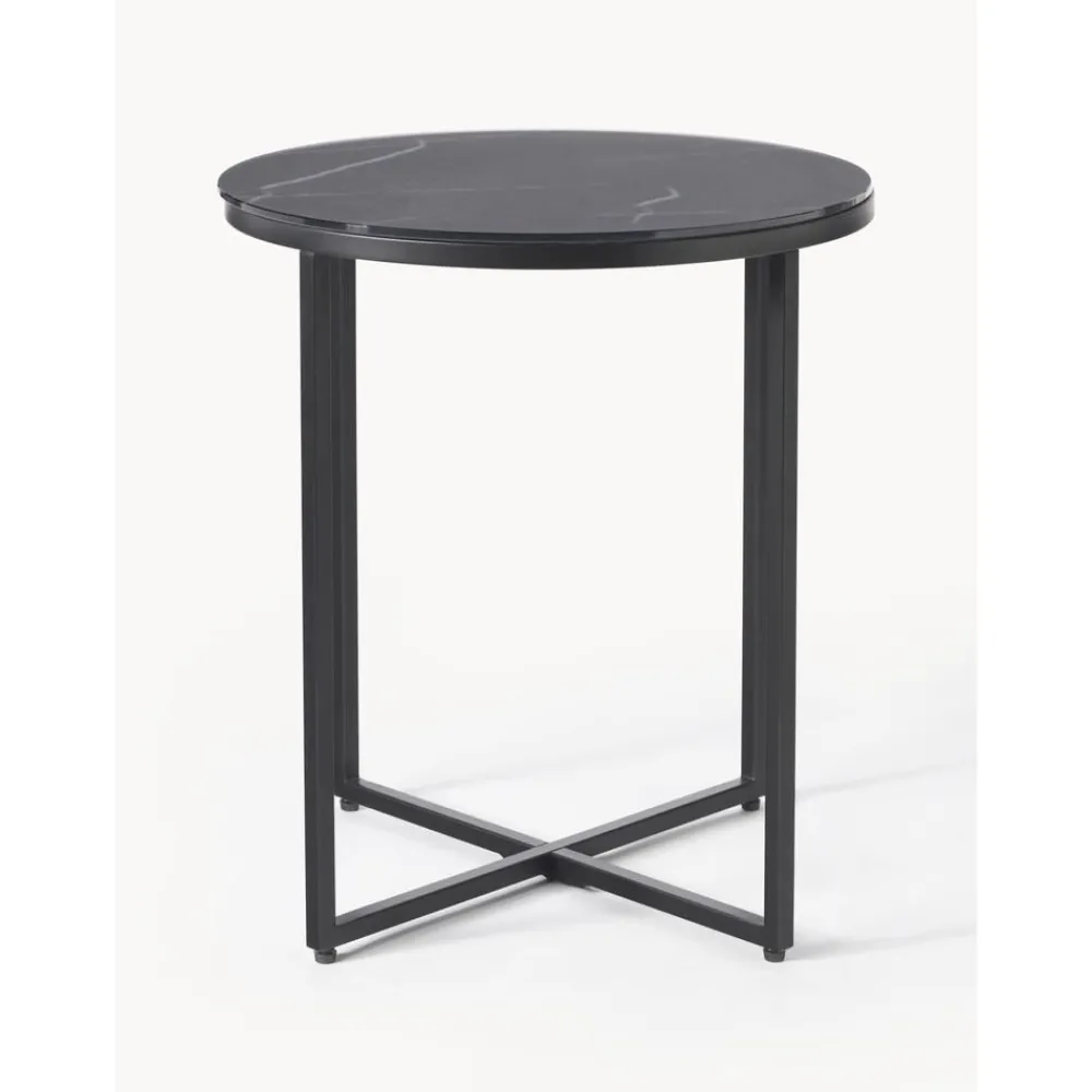 Tavolino Rotondo Con Piano In Vetro Effetto Marmo Antigua*Westwing Collection Discount