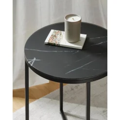 Tavolino Rotondo Con Piano In Vetro Effetto Marmo Antigua*Westwing Collection Discount