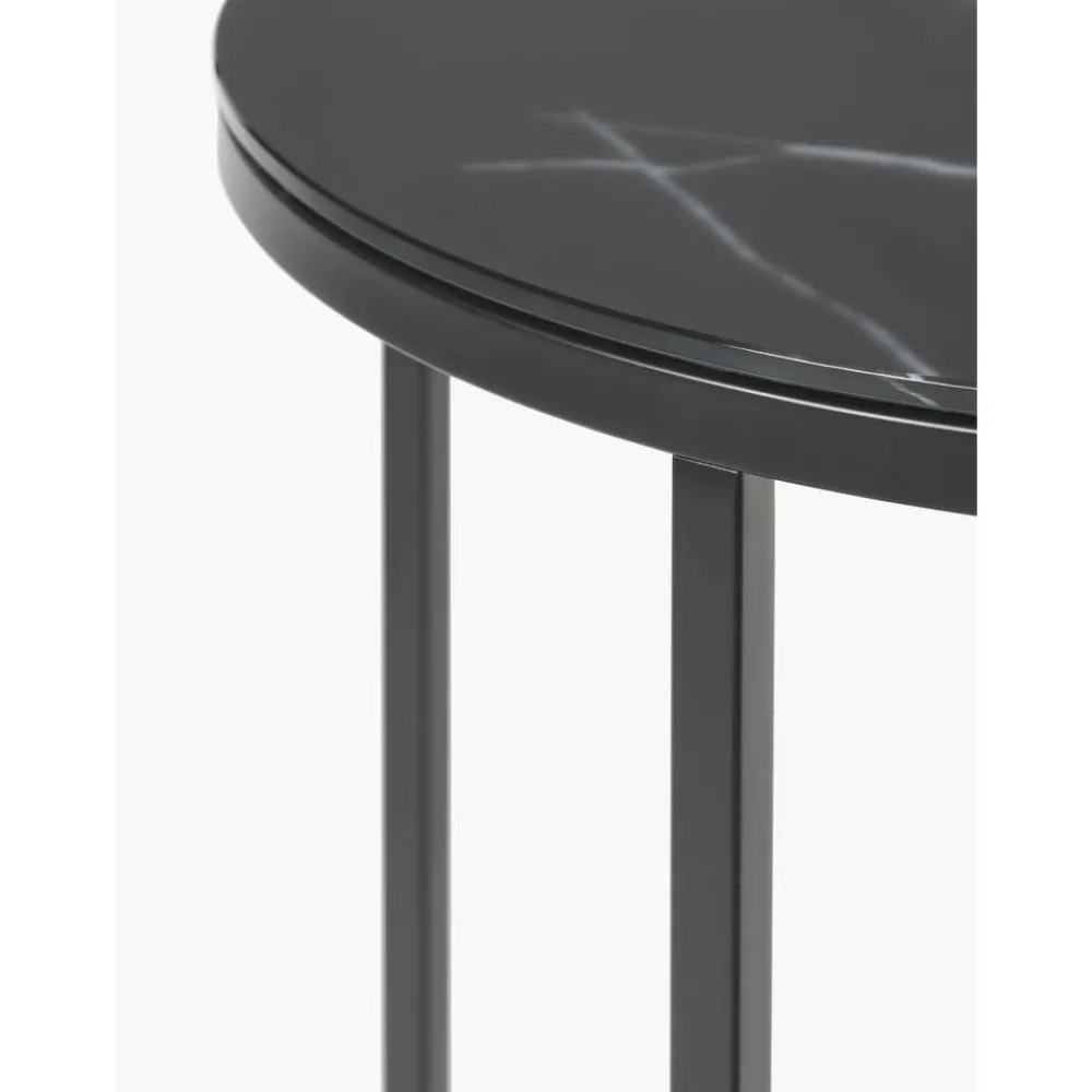 Tavolino Rotondo Con Piano In Vetro Effetto Marmo Antigua*Westwing Collection Discount