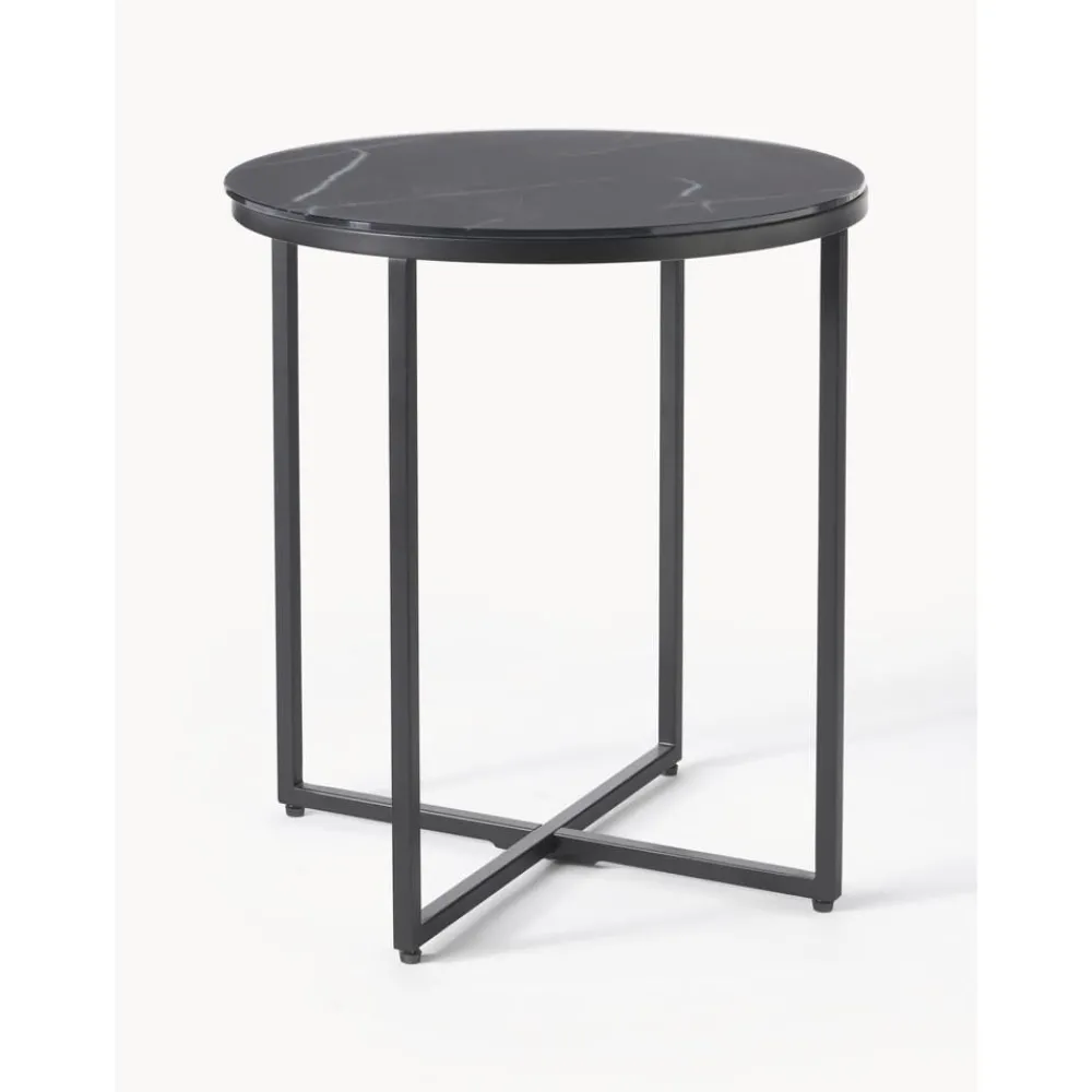 Tavolino Rotondo Con Piano In Vetro Effetto Marmo Antigua*Westwing Collection Discount