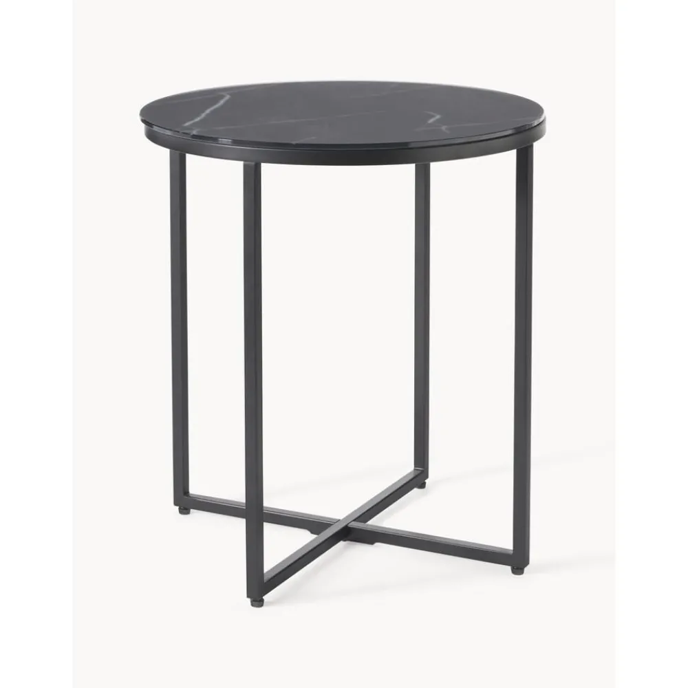 Tavolino Rotondo Con Piano In Vetro Effetto Marmo Antigua*Westwing Collection Discount