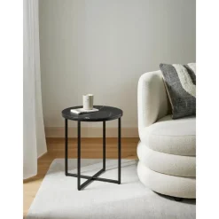 Tavolino Rotondo Con Piano In Vetro Effetto Marmo Antigua*Westwing Collection Discount