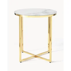 Tavolino Rotondo Con Piano In Vetro Effetto Marmo Antigua*Westwing Collection Online
