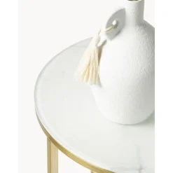 Tavolino Rotondo Con Piano In Vetro Effetto Marmo Antigua*Westwing Collection Online
