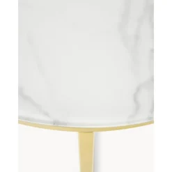 Tavolino Rotondo Con Piano In Vetro Effetto Marmo Antigua*Westwing Collection Online