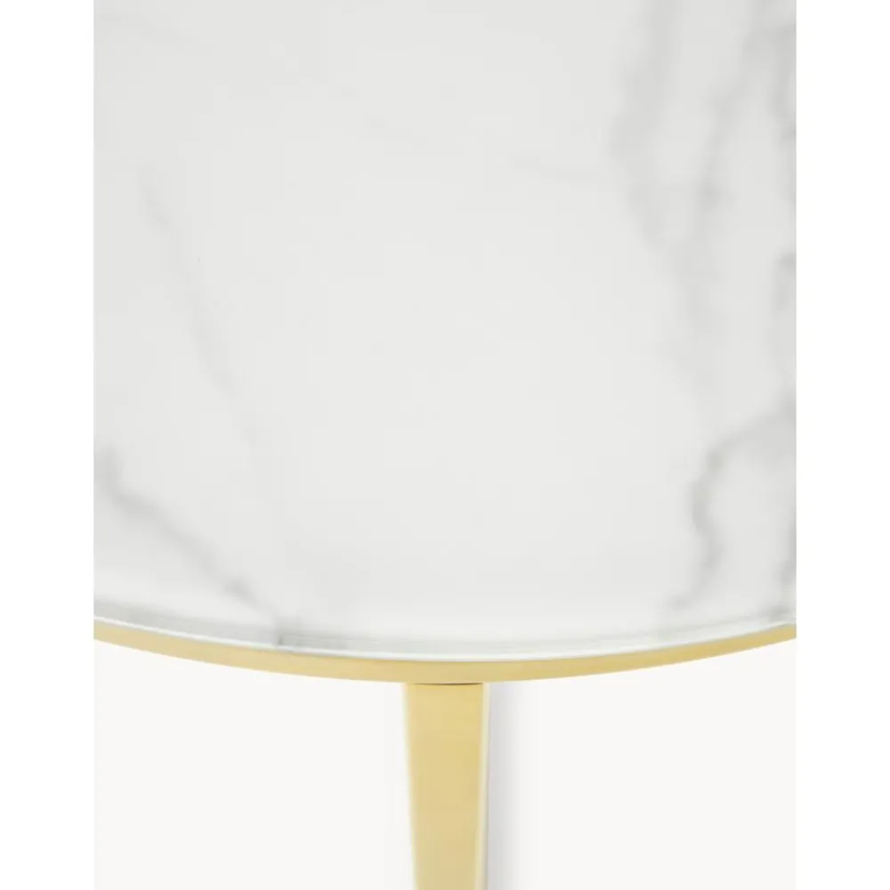 Tavolino Rotondo Con Piano In Vetro Effetto Marmo Antigua*Westwing Collection Online