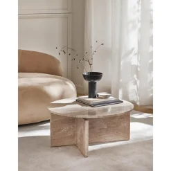 Tavolino Rotondo Da Salotto In Travertino Marisa*Westwing Collection Outlet