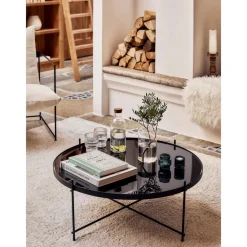 Tavolino Rotondo Da Salotto Con Piano In Vetro Asportabile Cupid*Zuiver New