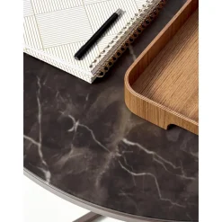 Tavolino Rotondo Da Salotto Con Piano In Vetro Effetto Marmo Antigua*Westwing Collection Best