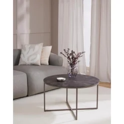 Tavolino Rotondo Da Salotto Con Piano In Vetro Effetto Marmo Antigua*Westwing Collection Best