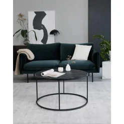 Tavolino Rotondo Da Salotto Con Piano In Vetro Effetto Marmo Antigua*Westwing Collection Online