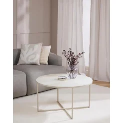 Tavolino Rotondo Da Salotto Con Piano In Vetro Effetto Marmo Antigua*Westwing Collection Sale