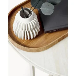 Tavolino Rotondo Da Salotto Con Piano In Vetro Effetto Marmo Antigua*Westwing Collection Sale