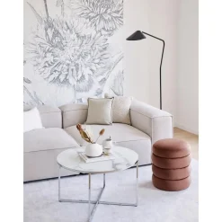 Tavolino Rotondo Da Salotto Con Piano In Vetro Effetto Marmo Antigua*Westwing Collection Fashion