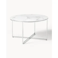 Tavolino Rotondo Da Salotto Con Piano In Vetro Effetto Marmo Antigua*Westwing Collection Fashion