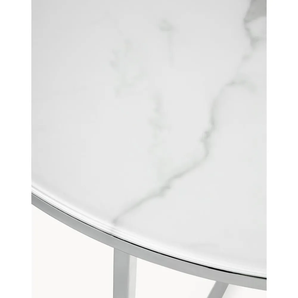 Tavolino Rotondo Da Salotto Con Piano In Vetro Effetto Marmo Antigua*Westwing Collection Fashion