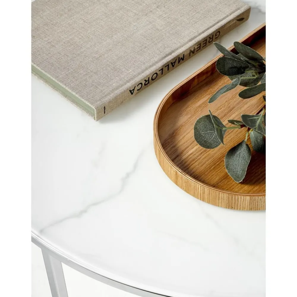 Tavolino Rotondo Da Salotto Con Piano In Vetro Effetto Marmo Antigua*Westwing Collection Fashion