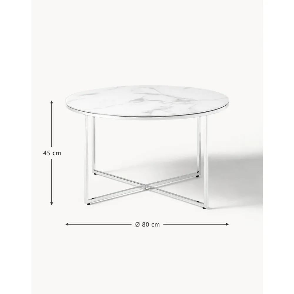 Tavolino Rotondo Da Salotto Con Piano In Vetro Effetto Marmo Antigua*Westwing Collection Fashion