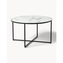 Tavolino Rotondo Da Salotto Con Piano In Vetro Effetto Marmo Antigua*Westwing Collection Discount