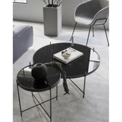 Tavolino Rotondo Da Salotto Con Piano In Vetro Asportabile Cupid*Zuiver New